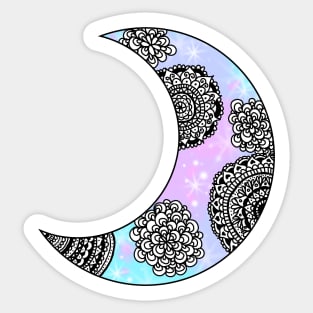 Crescent Moon Mandala Galaxy Sticker